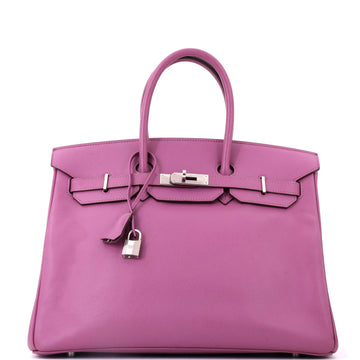 Hermes Birkin Handbag Purple Epsom with Palladium Hardware 35