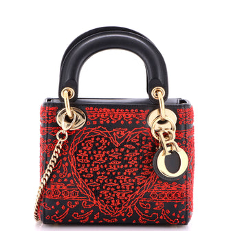 Christian Dior Lady Dior Chain Bag Beaded Embroidered Leather Mini