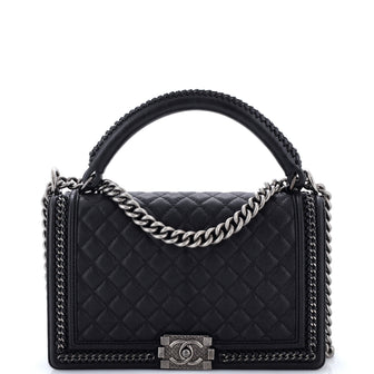 Chanel Chain Handle Boy Flap Bag Quilted Calfskin New Medium