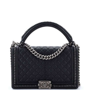 Chanel Chain Handle Boy Flap Bag Quilted Calfskin New Medium
