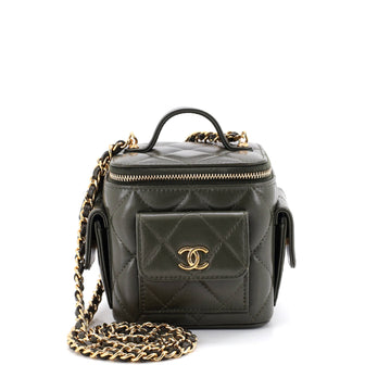 Chanel Polly Pocket Top Handle Vanity Case Quilted Lambskin Mini