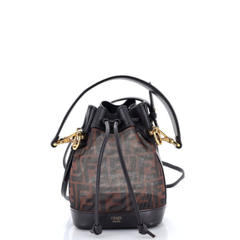 Fendi Mon Tresor Bucket Bag Zucca Mesh with Leather Mini