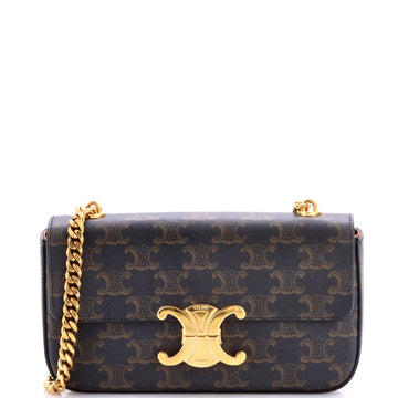Celine Triomphe Chain Shoulder Bag Triomphe Coated Canvas Small