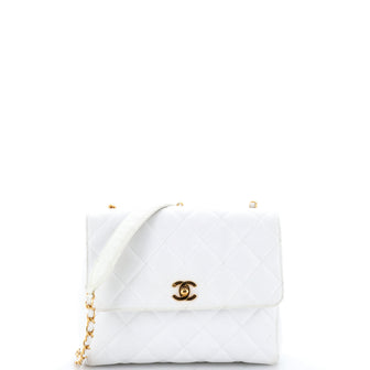 Chanel Vintage Square CC Flap Bag Quilted Caviar Small