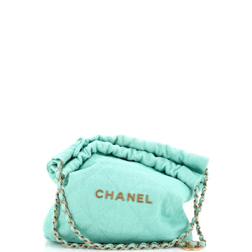 Chanel 22 Chain Hobo Quilted Denim Small