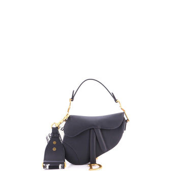 Christian Dior Saddle Handbag with Strap Leather Mini