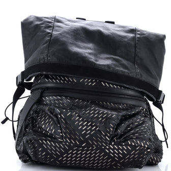 Bottega Veneta Fold Over Backpack Leather with Perforated Detail