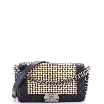 Chanel Reverso Boy Flap Bag Woven Calfskin Old Medium