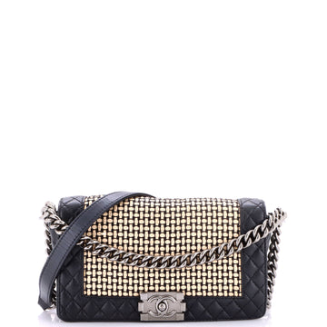 Chanel Reverso Boy Flap Bag Woven Calfskin Old Medium