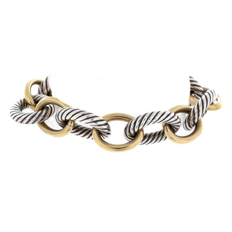 David Yurman Oval Link Bracelet Sterling Silver with 18K Yellow Gold XL
