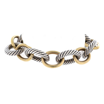 David Yurman Oval Link Bracelet Sterling Silver with 18K Yellow Gold XL