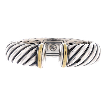 David Yurman Sculpted Cable Cuff Bracelet Sterling Silver with 18K Yellow Gold 17mm