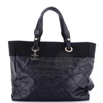 Chanel Biarritz Tote Quilted Coated Canvas Large
