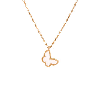 Van Cleef & Arpels Sweet Alhambra Butterfly Pendant Necklace 18K Yellow Gold and Mother of Pearl