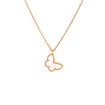 Van Cleef & Arpels Sweet Alhambra Butterfly Pendant Necklace 18K Yellow Gold and Mother of Pearl