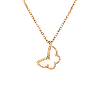 Van Cleef & Arpels Sweet Alhambra Butterfly Pendant Necklace 18K Yellow Gold and Mother of Pearl