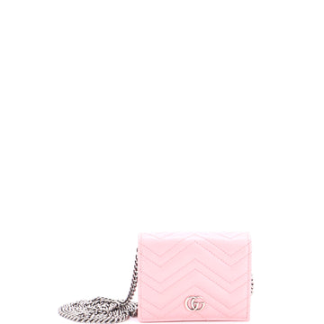 Gucci GG Marmont Card Case on Chain Matelasse Leather