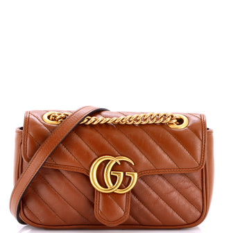 Gucci GG Marmont Flap Bag Diagonal Quilted Leather Mini