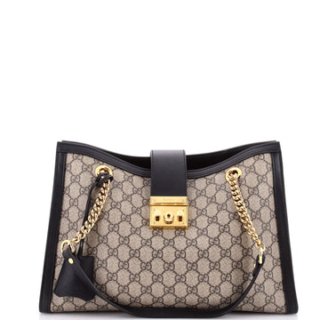 Gucci Padlock Chain Tote GG Coated Canvas with Leather Medium
