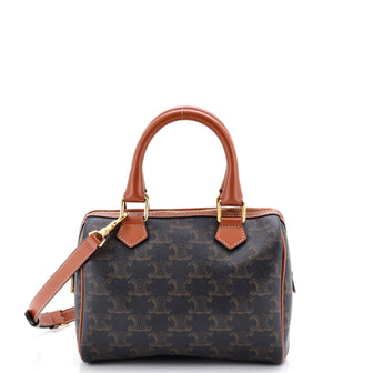 Celine Boston Bag Triomphe Coated Canvas Small