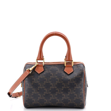 Celine Boston Bag Triomphe Coated Canvas Small