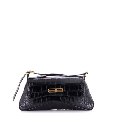 Balenciaga XX Flap Street Shoulder Bag Crocodile Embossed Leather Small