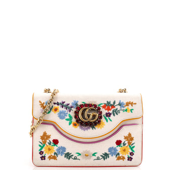 Gucci Linea Ricami Shoulder Bag Embroidered Canvas Small