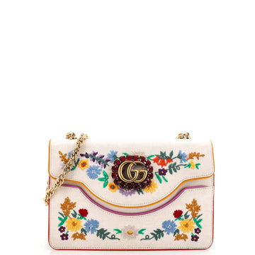 Gucci Linea Ricami Shoulder Bag Embroidered Canvas Small