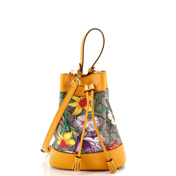 Gucci Ophidia Bucket Bag Flora GG Coated Canvas and Leather  Small