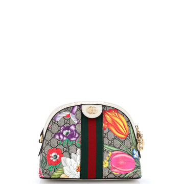 Gucci Ophidia Dome Shoulder Bag Flora GG Coated Canvas Small