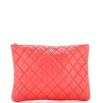 Chanel O Case Clutch Quilted Caviar Medium