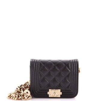 Chanel Boy Flap Chain Belt Bag Quilted Caviar