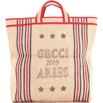 Gucci Disney Three Little Pigs Open Tote Raffia with Applique