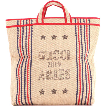 Gucci Disney Three Little Pigs Open Tote Raffia with Applique