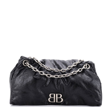 Balenciaga Monaco Chain Flap Shoulder Bag Leather Large