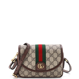 Gucci Ophidia Flap Shoulder Bag GG Coated Canvas Mini