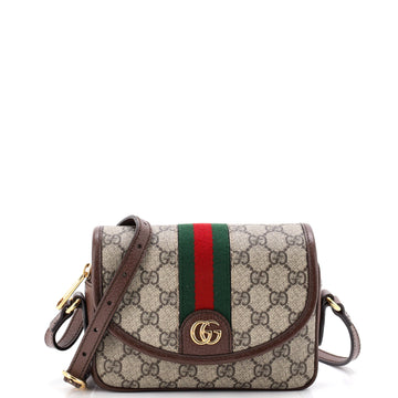 Gucci Ophidia Flap Shoulder Bag GG Coated Canvas Mini