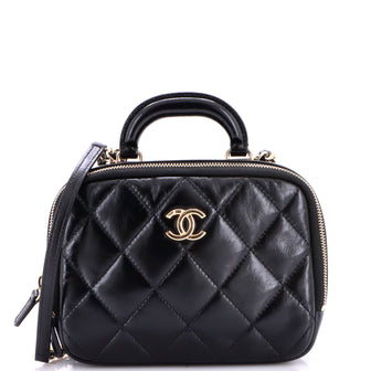 Chanel Coco Trip Vanity Case Quilted Shiny Lambskin