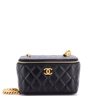 Chanel Sweet Heart Vanity Case with Chain Quilted Lambskin Small