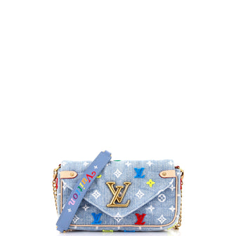 Louis Vuitton New Wave Chain Pochette Monogram Embroidered Quilted Denim