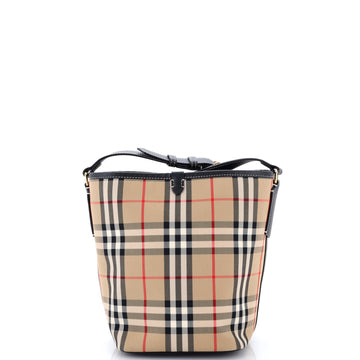 Burberry Ashby Bucket Bag Vintage Check Canvas with Leather Mini