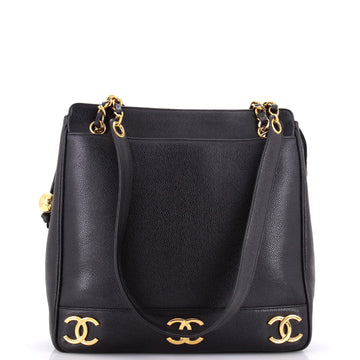 Chanel Vintage Metal CC Shoulder Bag Caviar Small