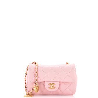 Chanel Heart Charms Flap Bag Quilted Lambskin Mini