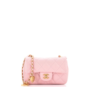 Chanel Heart Charms Flap Bag Quilted Lambskin Mini