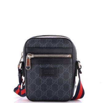 Gucci Web Strap Front Zip Messenger Bag GG Coated Canvas Mini