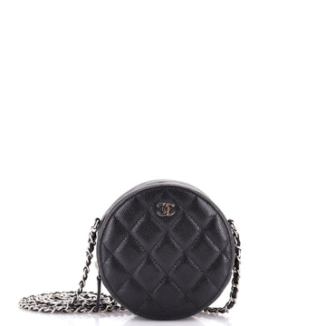 Chanel Round Clutch with Chain Quilted Caviar Mini