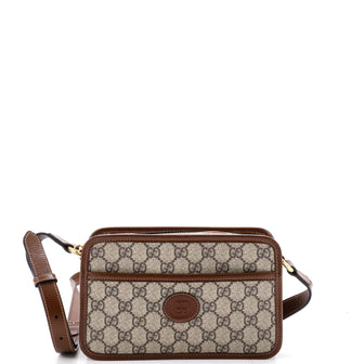 Gucci Interlocking G Patch Camera Bag GG Coated Canvas Mini