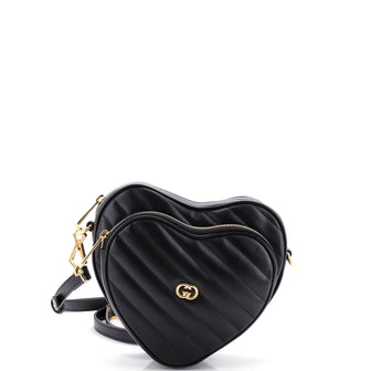 Gucci Interlocking G Heart Shoulder Bag Diagonal Quilted Leather Mini