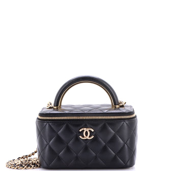 Chanel Charming Handle Vanity Case with Chain Quilted Lambskin Small