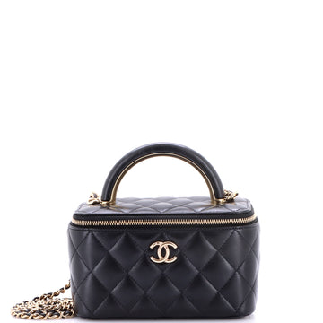 Chanel Charming Handle Vanity Case with Chain Quilted Lambskin Small